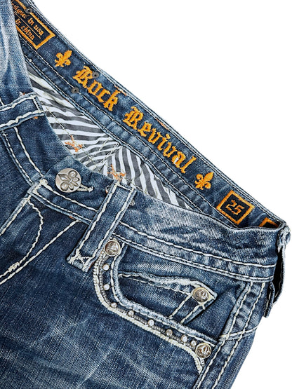 Vintage Rock Revival y2k low waist Bootcut Damenjeans (S)