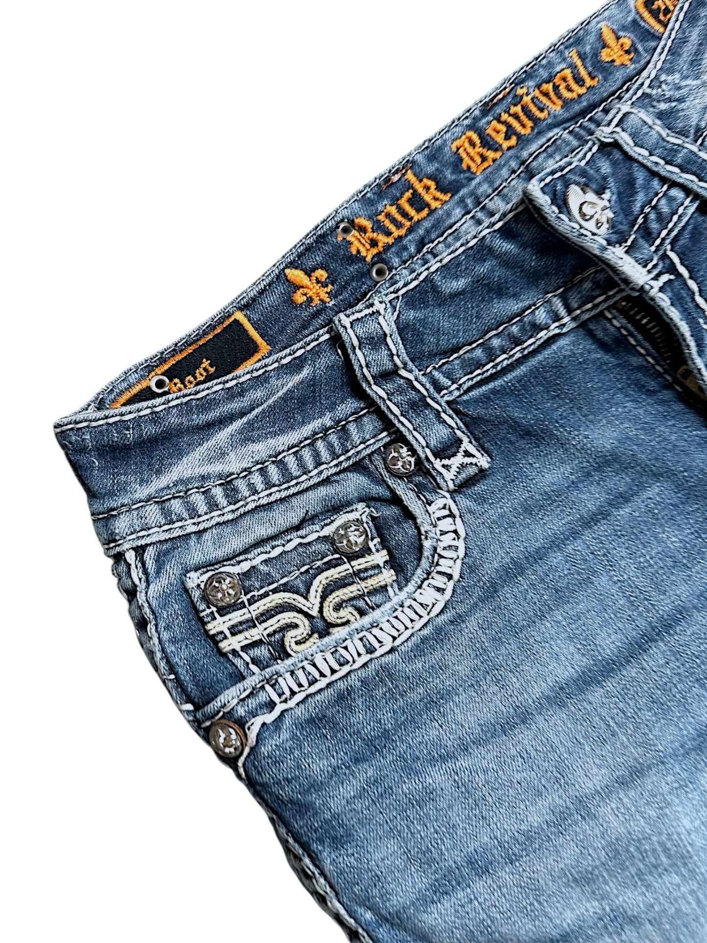 Vintage Rock Revival Y2K Low Waist Bootcut Damenjeans (S)