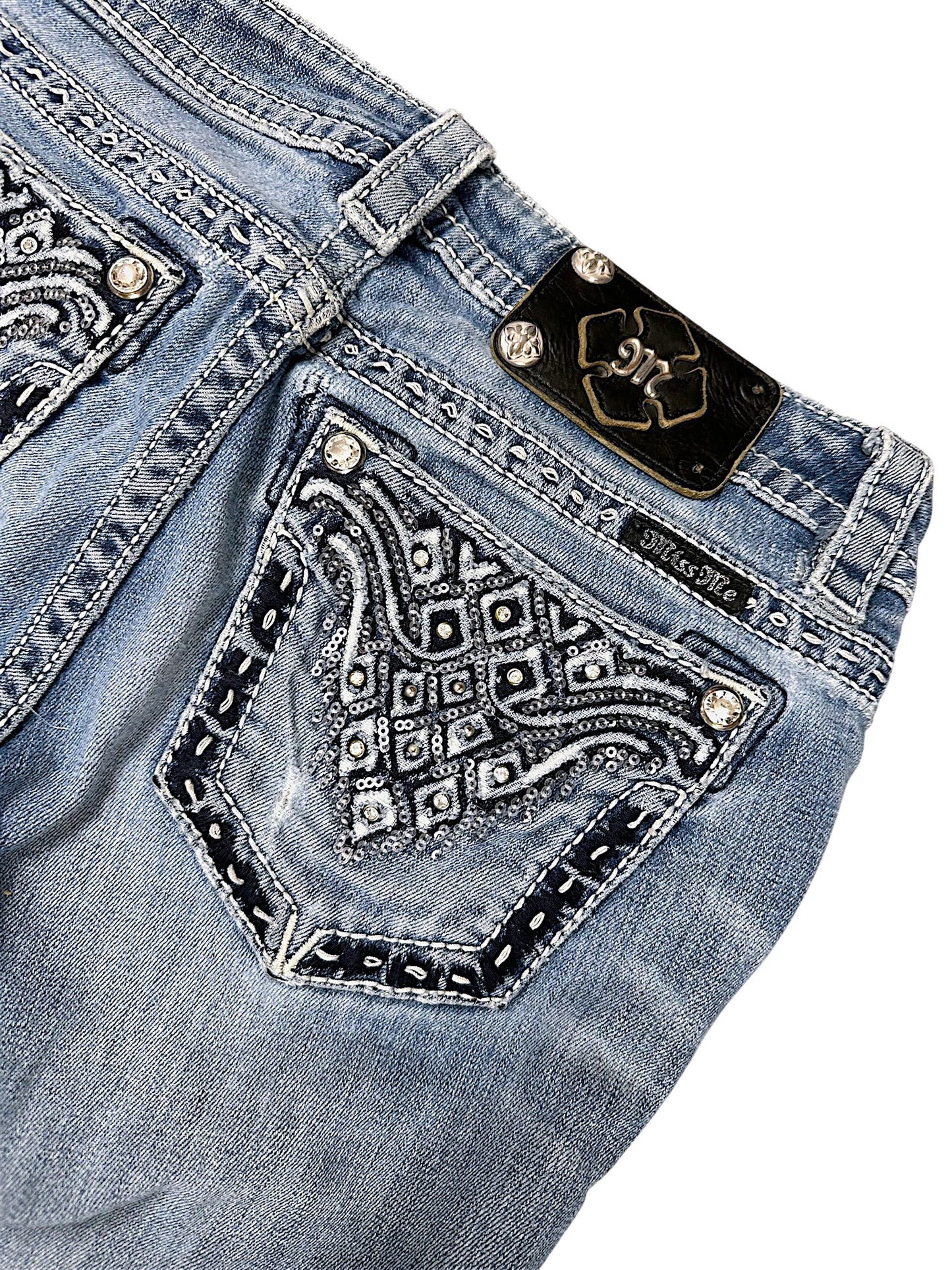 Vintage Miss Me Y2K Low Waist Bootcut Damenjeans (S)