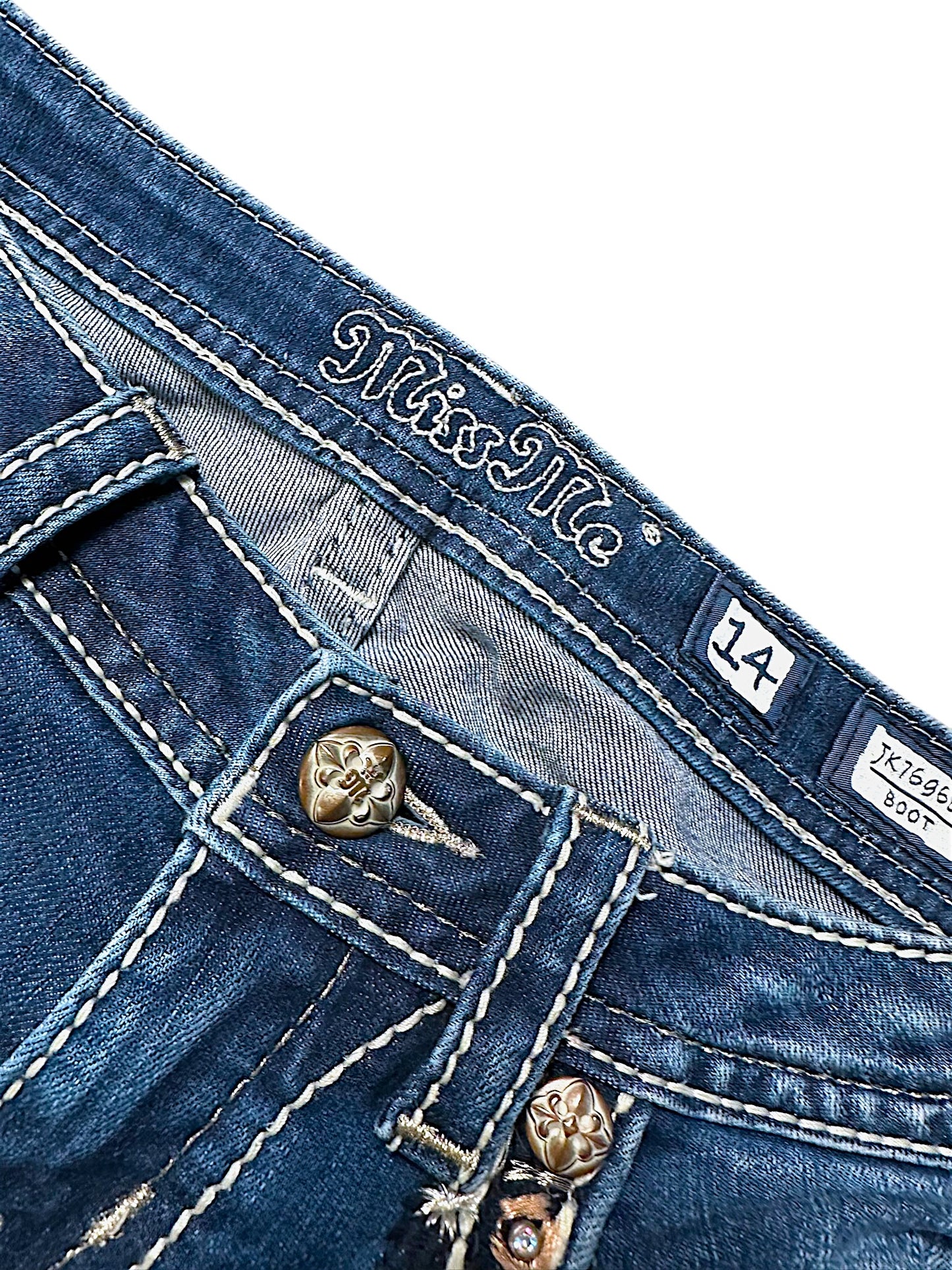 Vintage Miss Me Y2K Low Waist Bootcut Damenjeans (S)