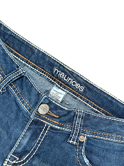 Vintage Embroidery Y2K Low Waist Bootcut / Flared Damenjeans (M)