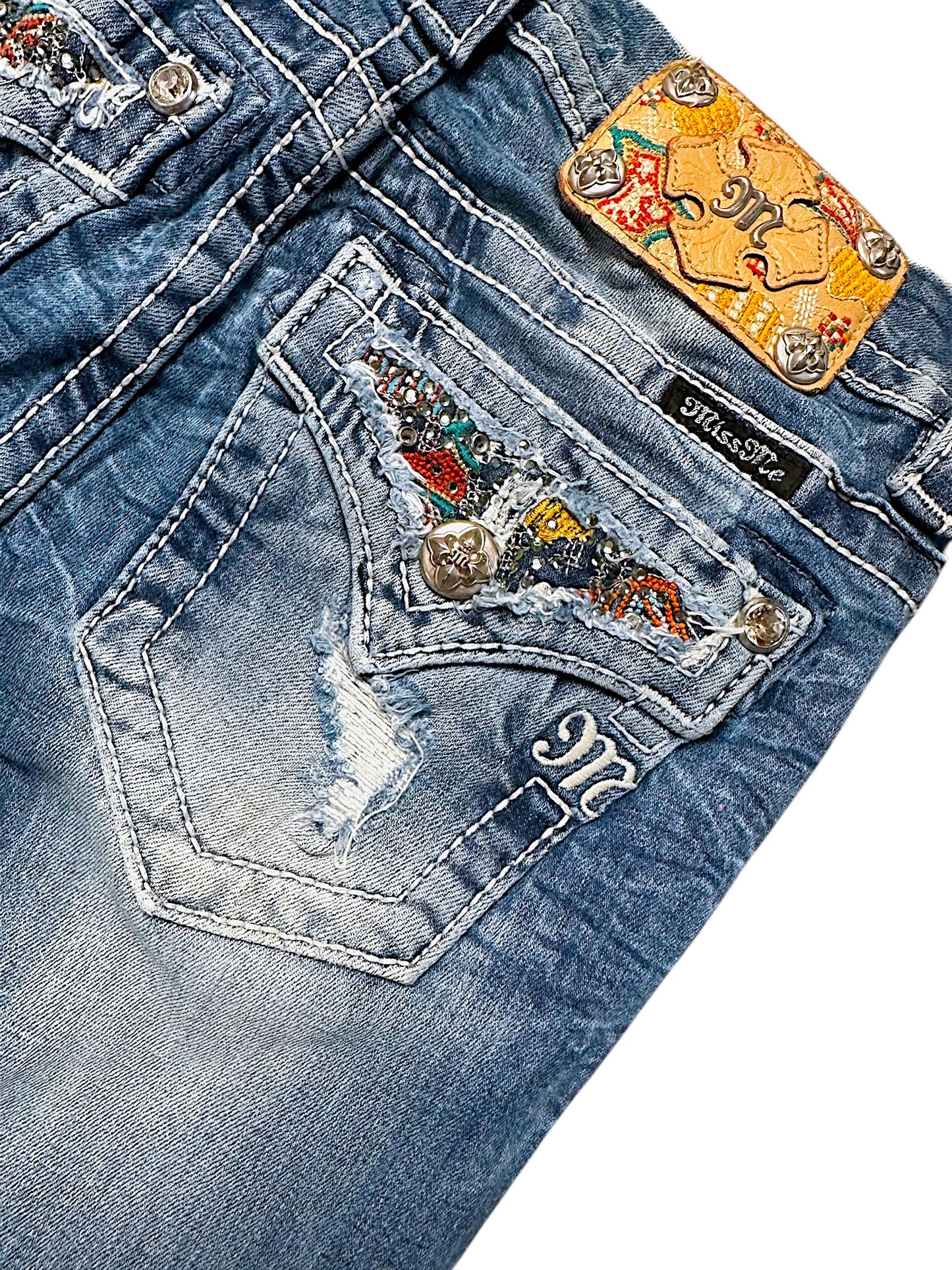 Vintage Miss Me Y2K Low Waist Bootcut Damenjeans (S)