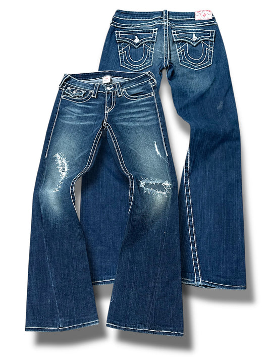 Vintage True Religion Y2K Low Waist Bootcut / Flared Damenjeans ( )