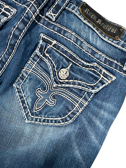 Vintage Rock Revival Y2K Low Waist Bootcut / Flared Damenjeans (M)