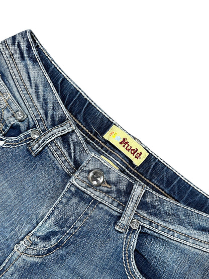 Vintage Embroidery Y2K Low Waist Bootcut / Flared Damenjeans (XS)