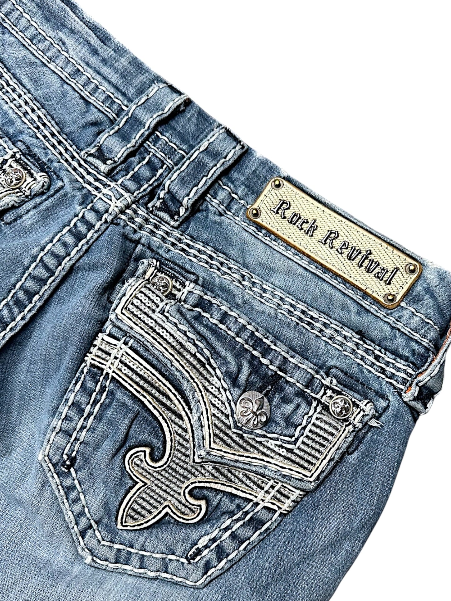 Vintage Rock Revival Y2K Low Waist Bootcut / Flared Damenjeans (S)
