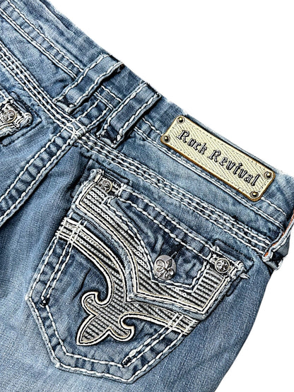 Vintage Rock Revival Y2K Low Waist Bootcut / Flared Damenjeans (S)