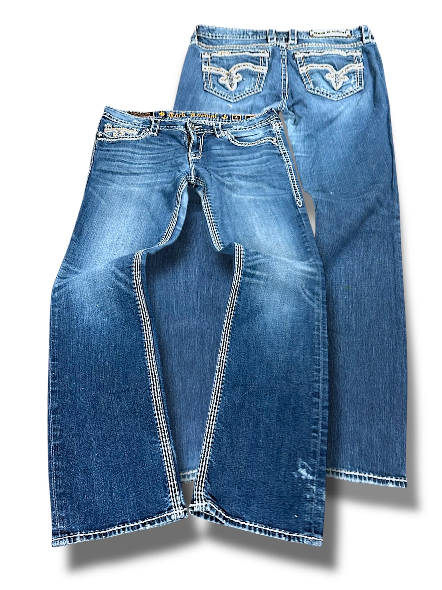 Vintage Rock Revival Y2K Low Waist Bootcut Damenjeans (M)
