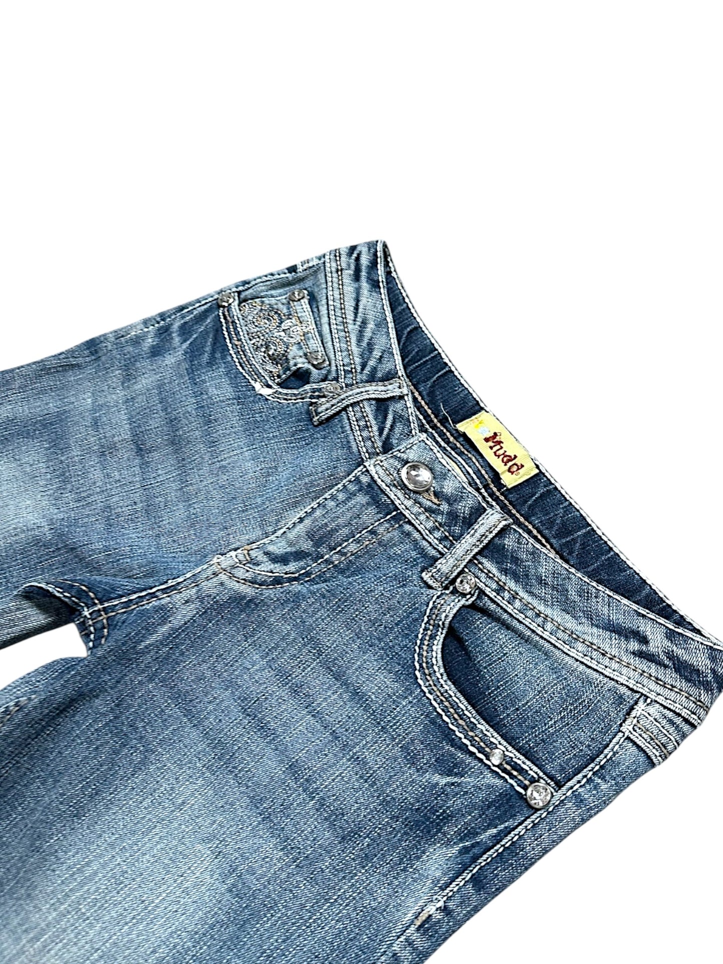Vintage Embroidery Y2K Low Waist Bootcut / Flared Damenjeans (XS)