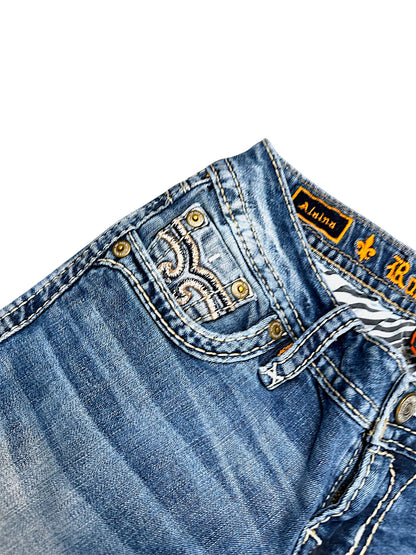 Vintage Rock Revival Y2K Low Waist Bootcut Damenjeans (S)