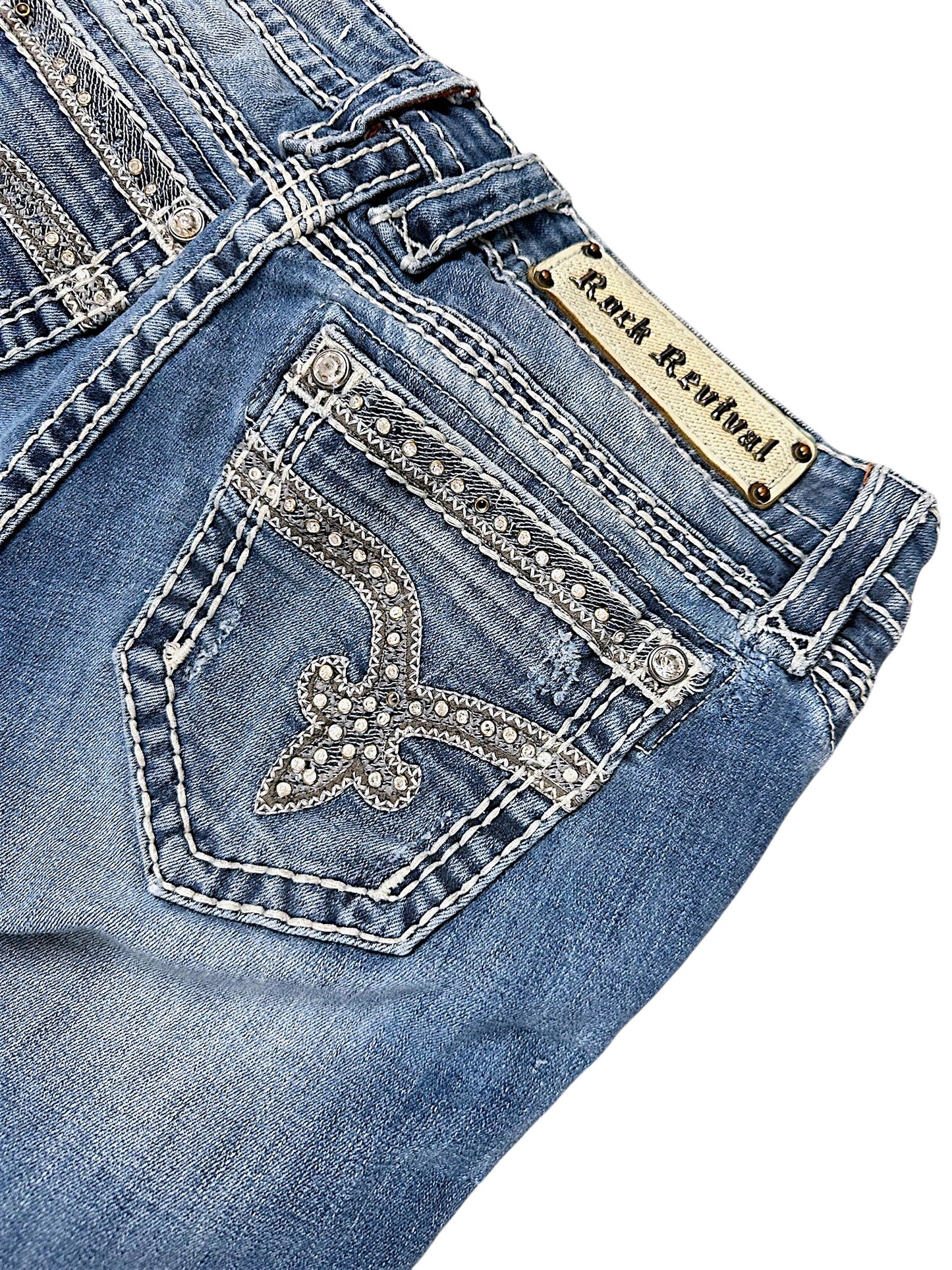 Vintage Rock Revival Y2K Low Waist Bootcut Damenjeans (M)