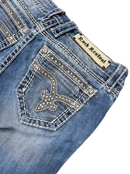 Vintage Rock Revival Y2K Low Waist Bootcut Damenjeans (M)