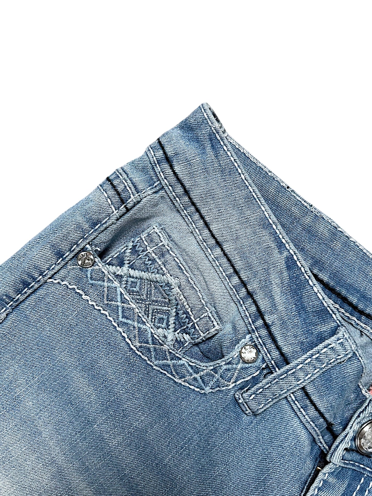 Vintage Embroidery Y2K Low Waist Flared Damenjeans (M)
