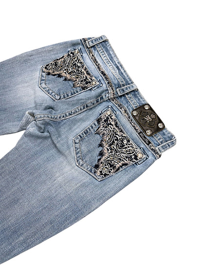 Vintage Miss Me Y2K Low Waist Bootcut Damenjeans (M)