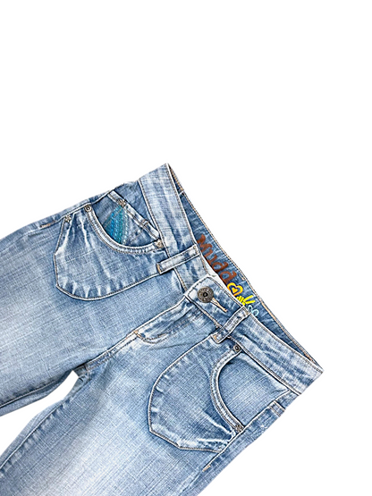 Vintage Embroidery Y2K Low Waist Bootcut / Flared Damenjeans (XS)