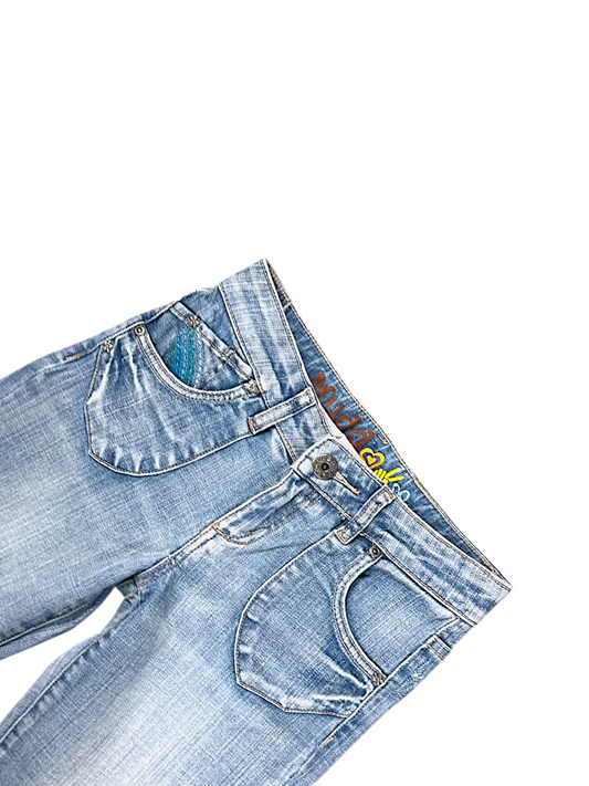 Vintage Embroidery Y2K Low Waist Bootcut / Flared Damenjeans (XS)
