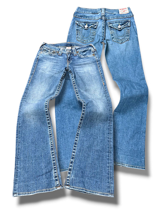 Vintage True Religion Y2K Low Waist Bootcut / Flared Damenjeans (M)