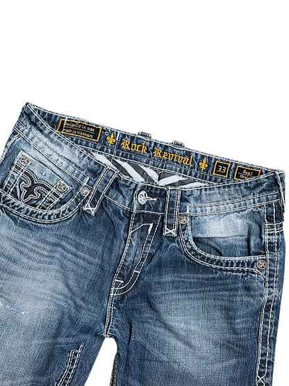 Vintage Rock Revival y2k straight leg Jeans (L)