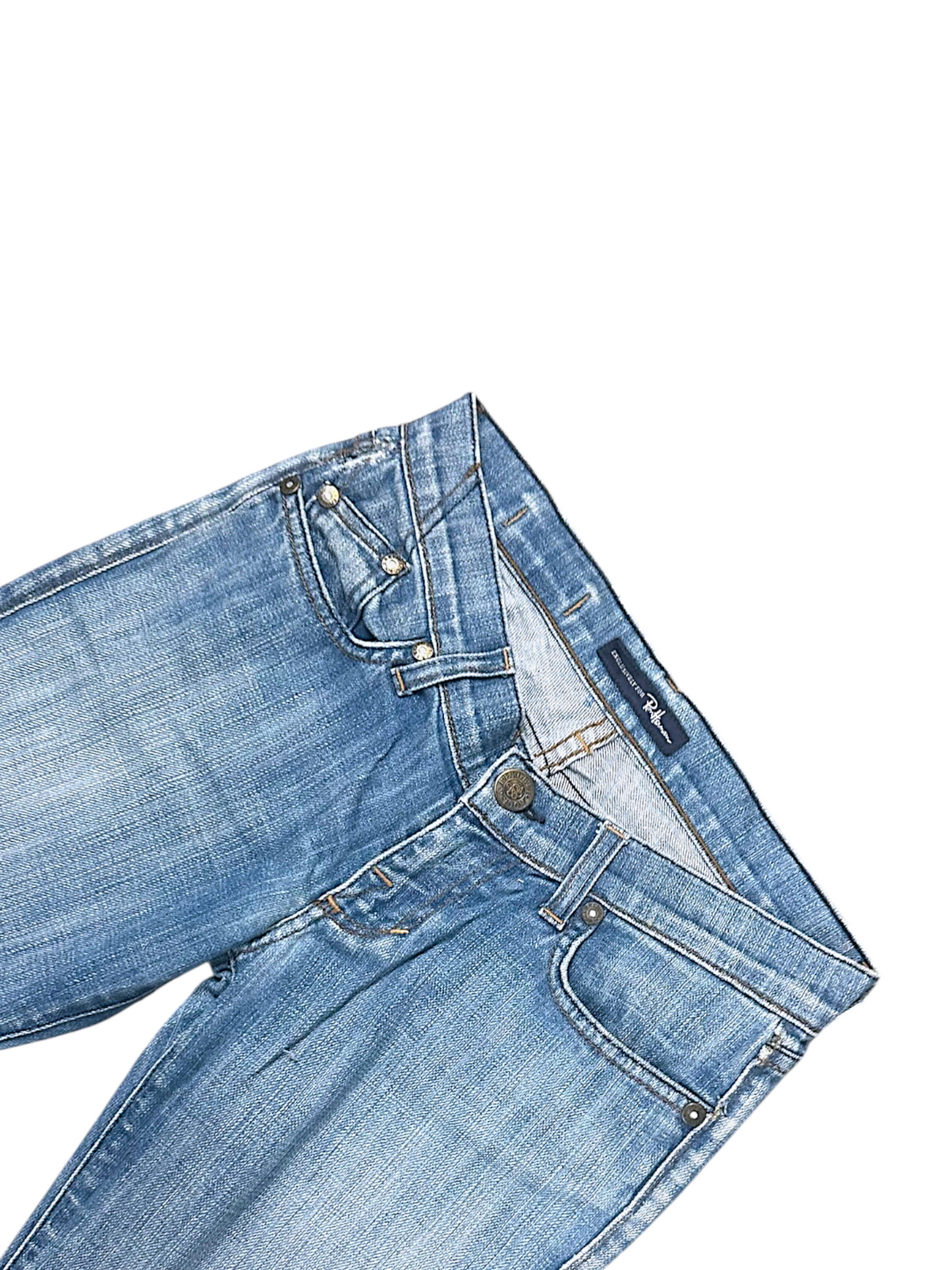 Vintage Embroidery Y2K Low Waist Bootcut / Flared Damenjeans (S)