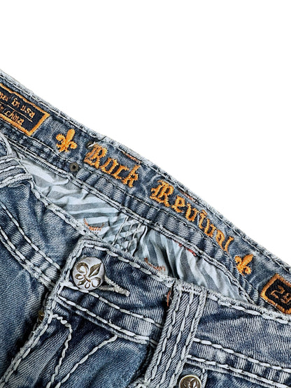 Vintage Rock Revival Y2K Low Waist Bootcut Damenjeans (M)