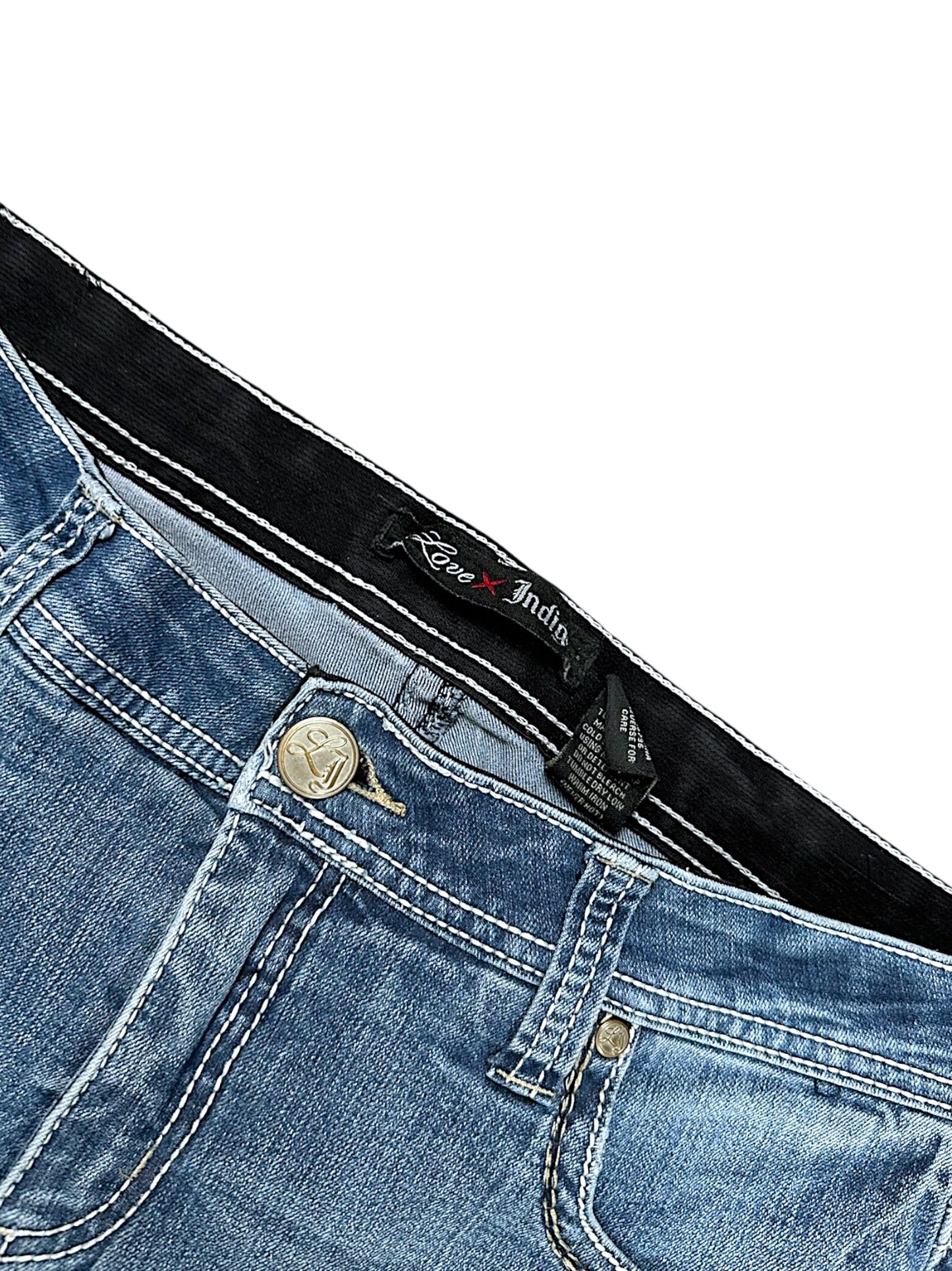 Vintage Embroidery Y2K Mid Waist Bootcut / Flared Damenjeans (S)