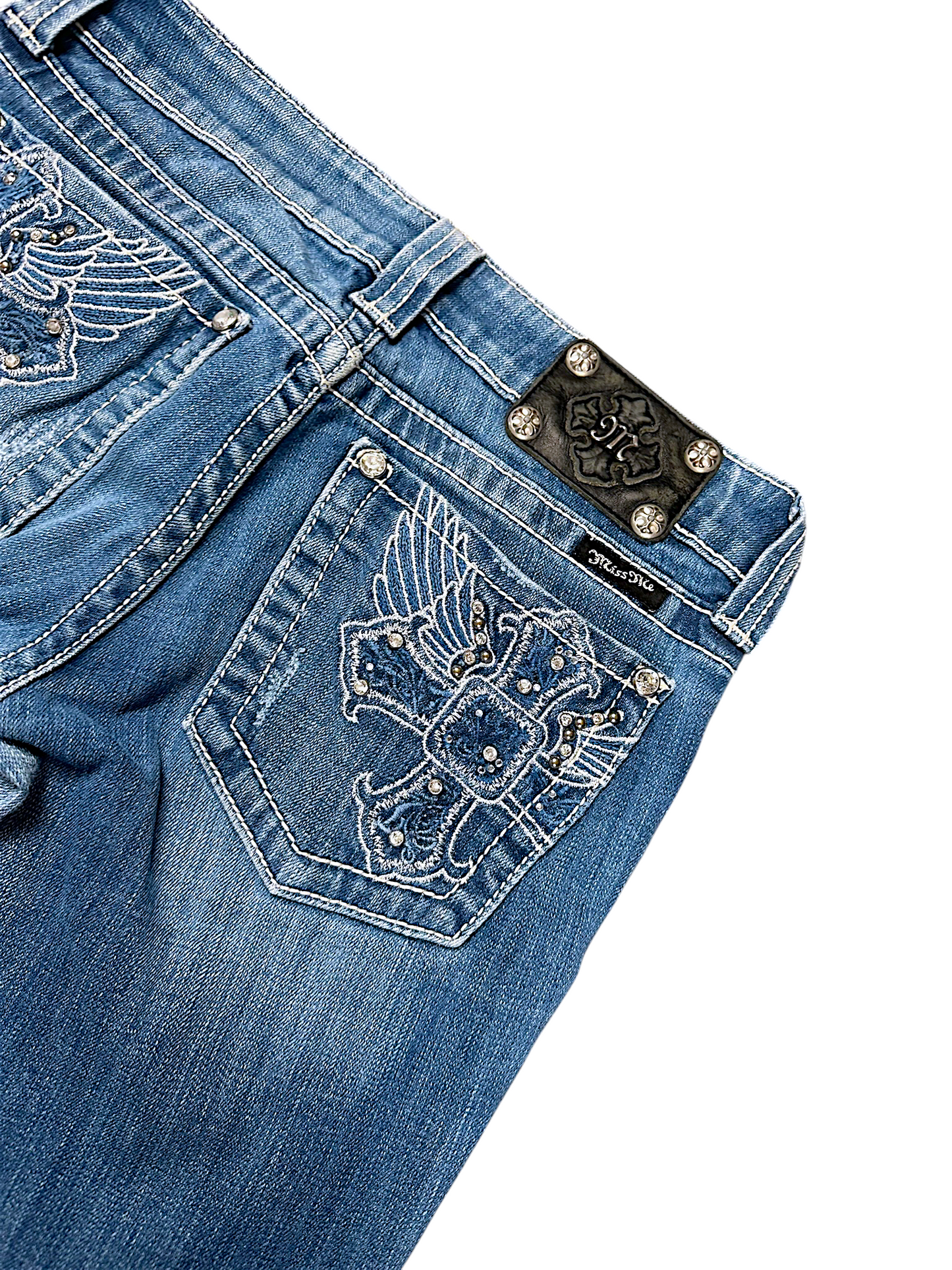 Vintage Miss Me Y2K Low Waist Bootcut Damenjeans (S)