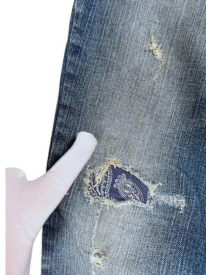 Vintage Y2K Silver Low Waist Bootcut Damenjeans (M)