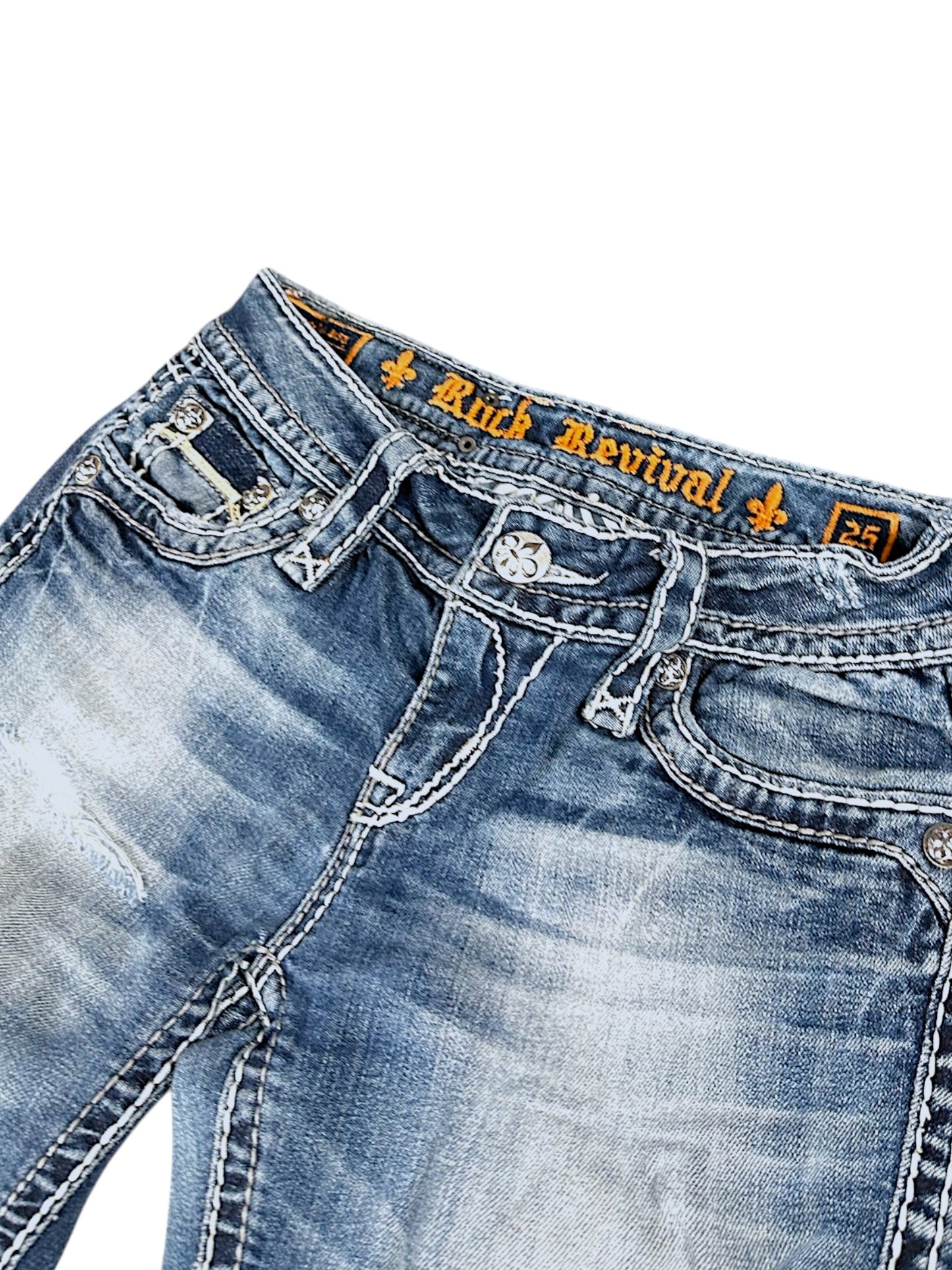 Vintage Rock Revival Y2K Low Waist Bootcut Damenjeans (S)