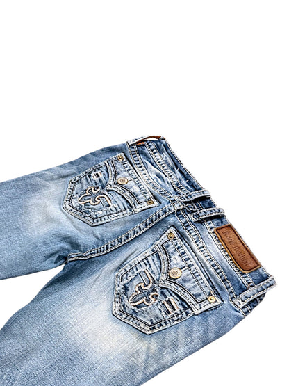 Vintage Rock Revival Y2K Low Waist Bootcut Damenjeans (S)