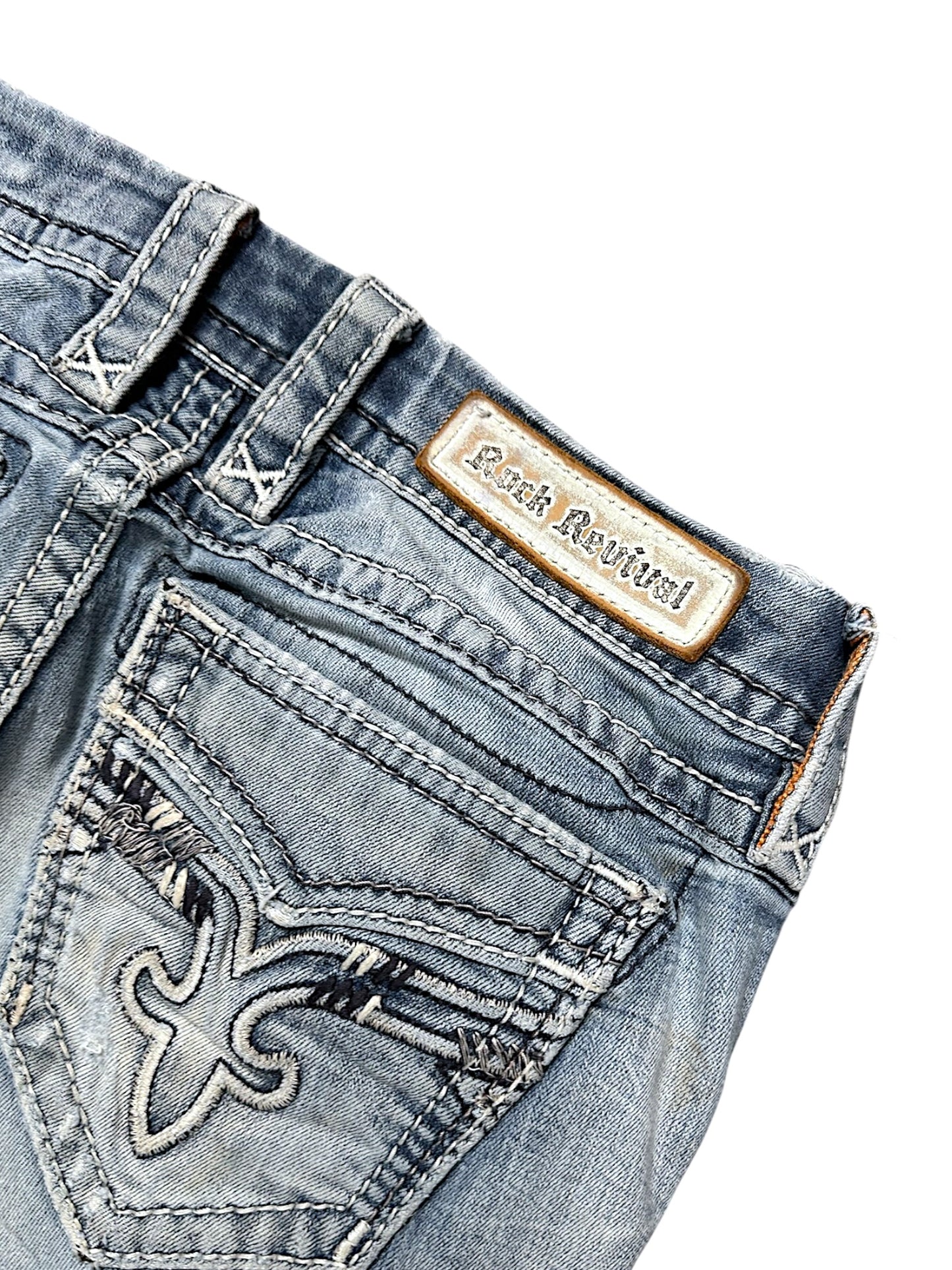 Vintage Rock Revival Y2K Low Waist Bootcut Damenjeans (S)