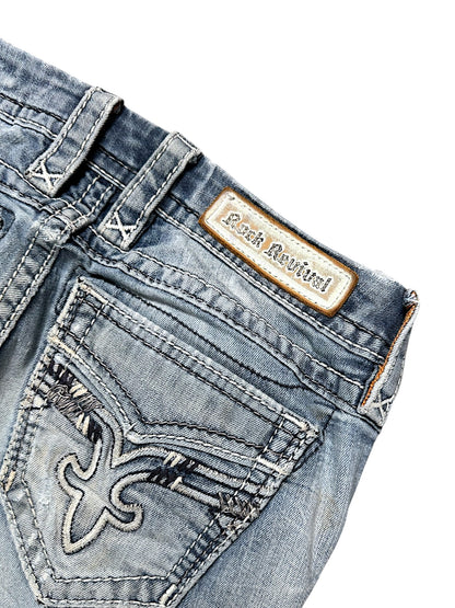 Vintage Rock Revival Y2K Low Waist Bootcut Damenjeans (S)