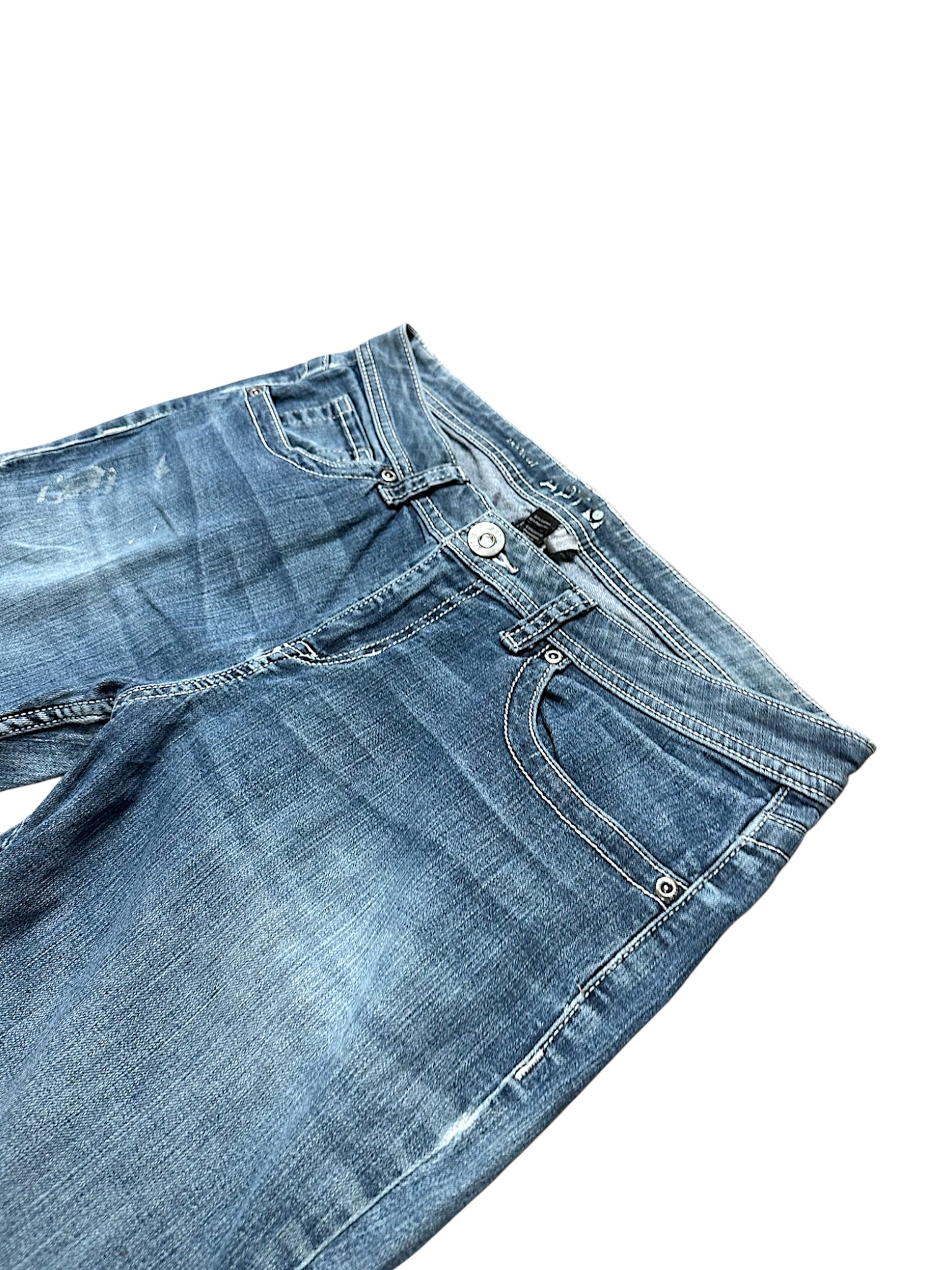 Vintage Embroidery Y2K Low Waist Bootcut / Flared Damenjeans (M)