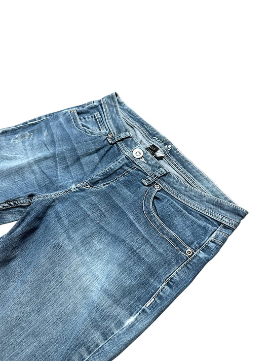 Vintage Embroidery Y2K Low Waist Bootcut / Flared Damenjeans (M)