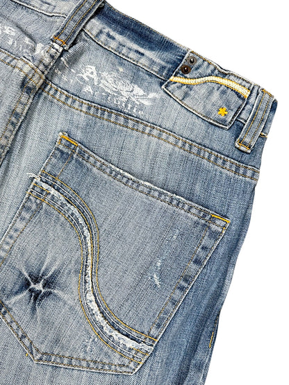 Vintage Y2K Embroidery Baggy Jeans (M)