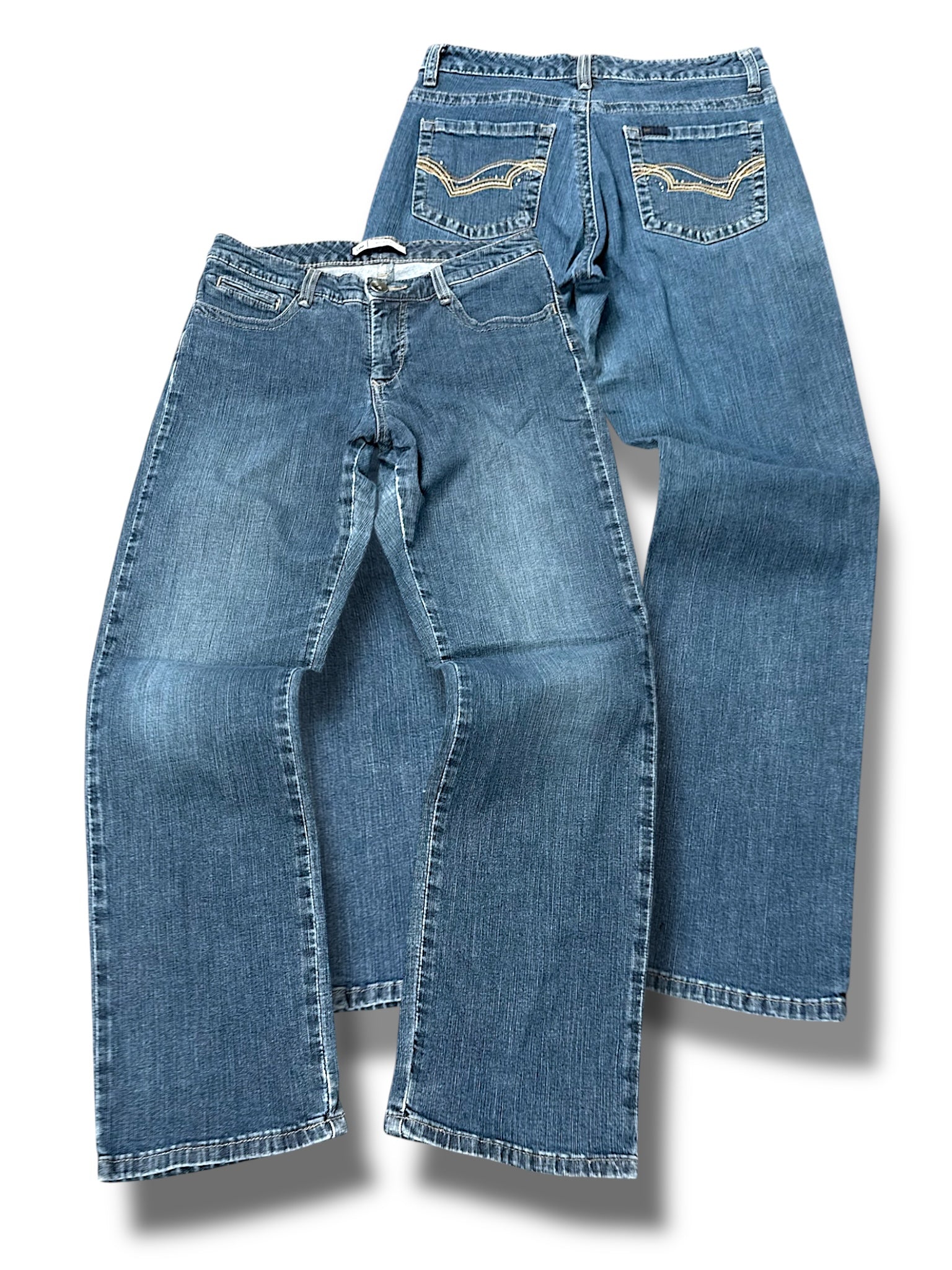 Vintage Embroidery Y2K Straight Leg Damenjeans (S)