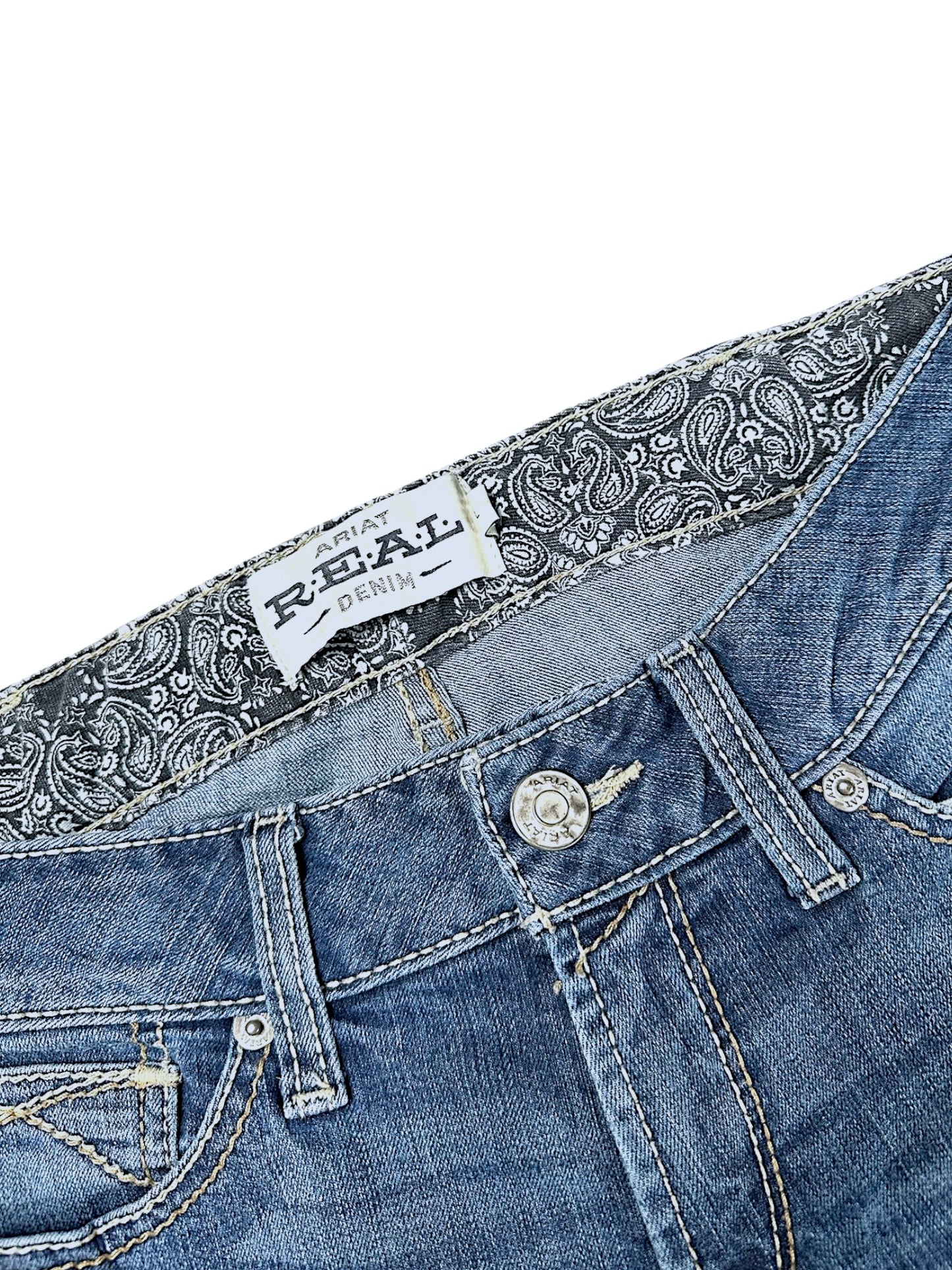 Vintage Embroidery Y2K Low Waist Bootcut / Flared Damenjeans (L)