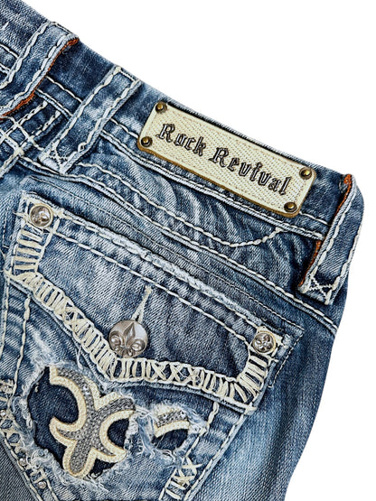Vintage Rock Revival y2k low waist Bootcut Damenjeans (S)