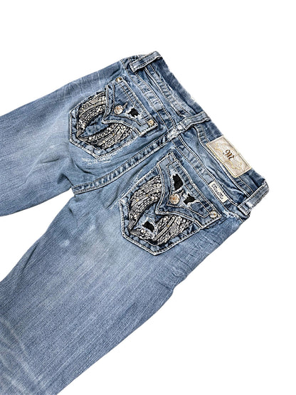 Vintage Miss Me Y2K Low Waist Bootcut Damenjeans (S)