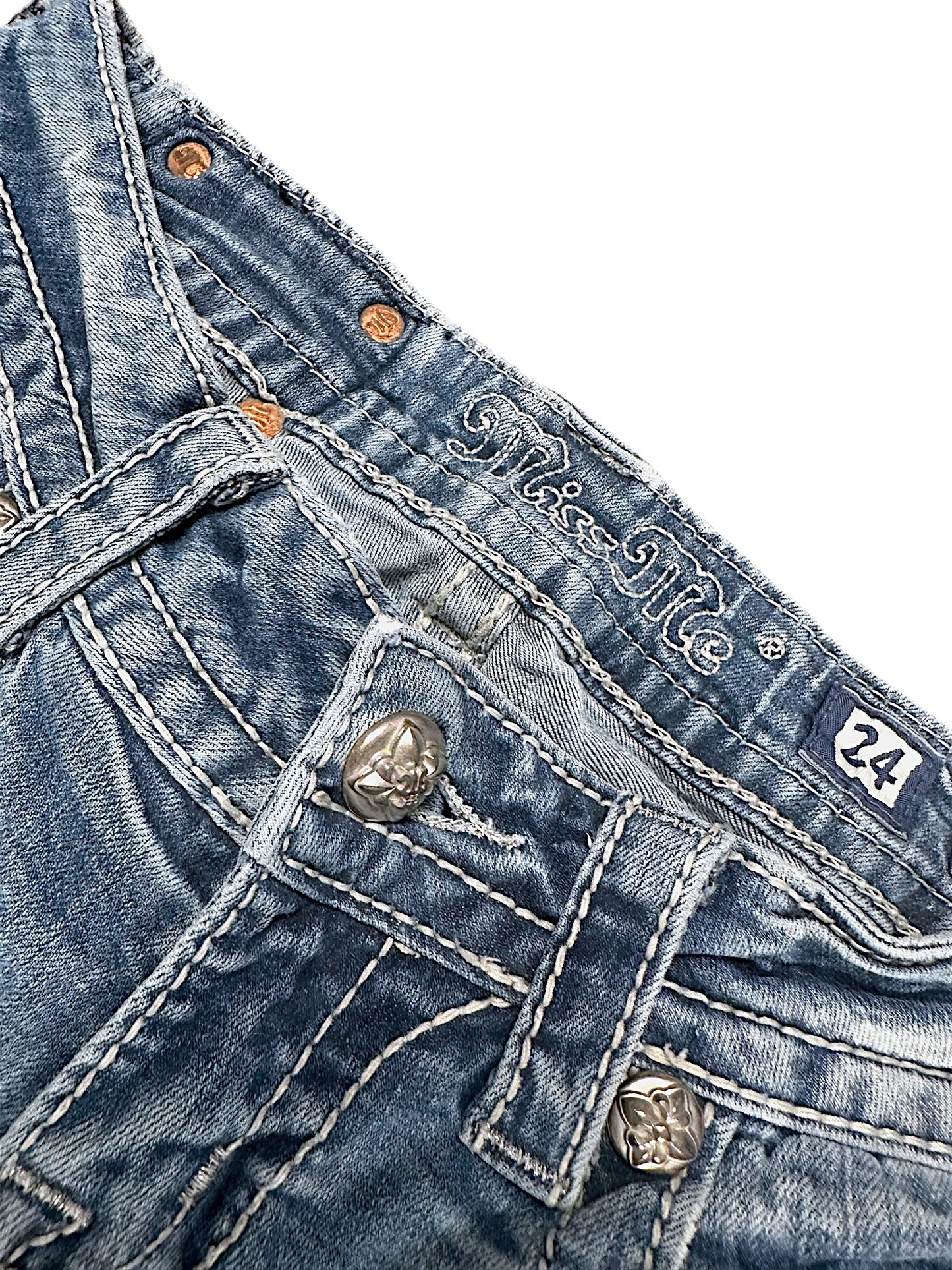 Vintage Miss Me Y2K Low Waist Bootcut Damenjeans (XS)