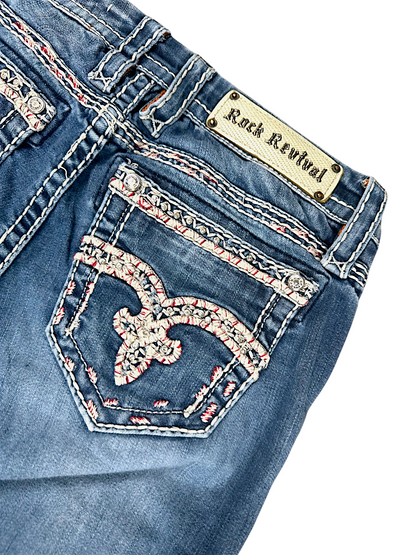 Vintage Rock Revival Mid-Rise Y2K Bootcut / Flared Damenjeans (M)