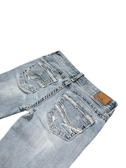 Vintage Embroidery Y2K Low Waist Bootcut / Flared Damenjeans (L)