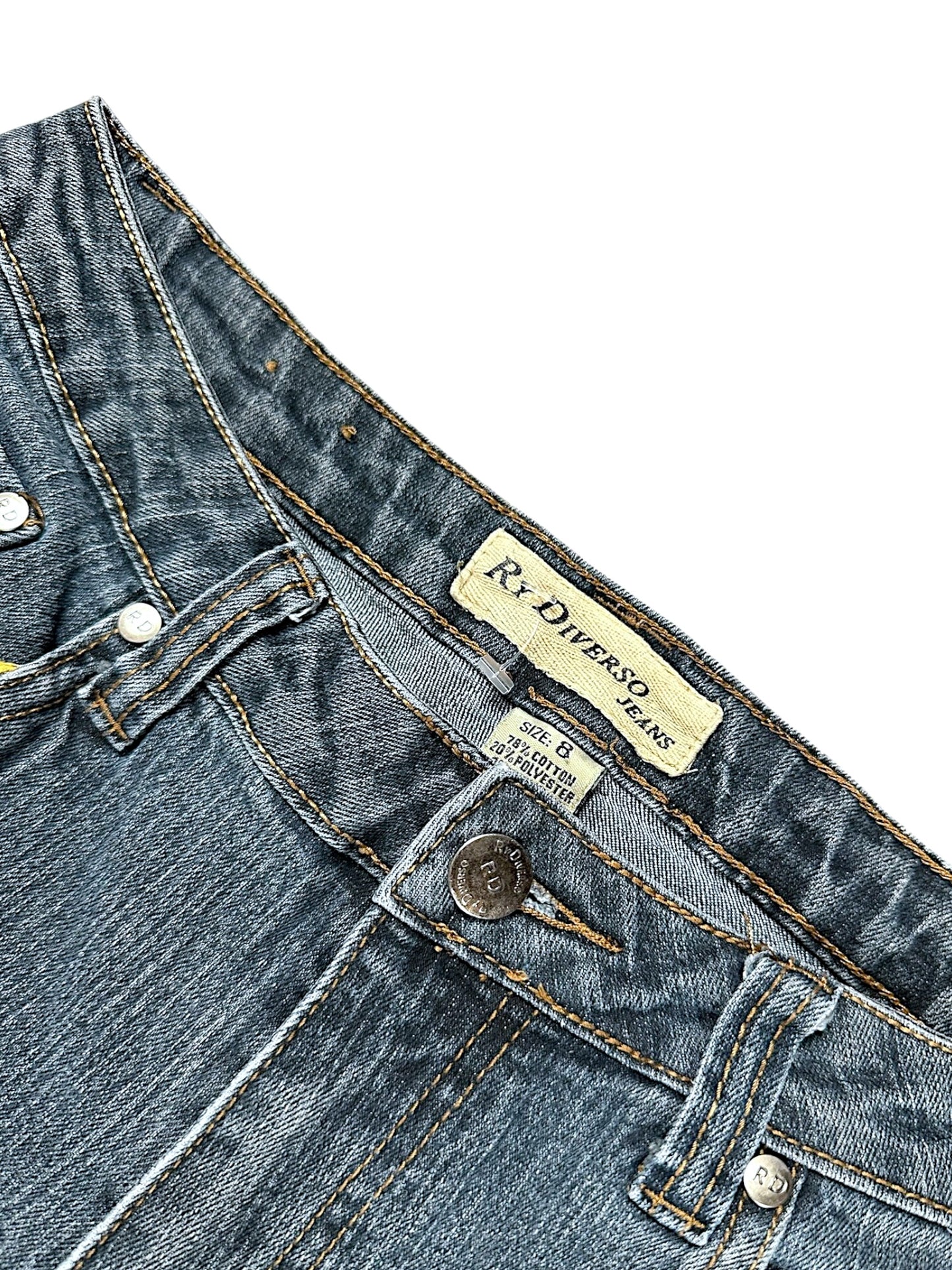 Vintage Embroidery Y2K Low Waist Bootcut / Flared Damenjeans (M)
