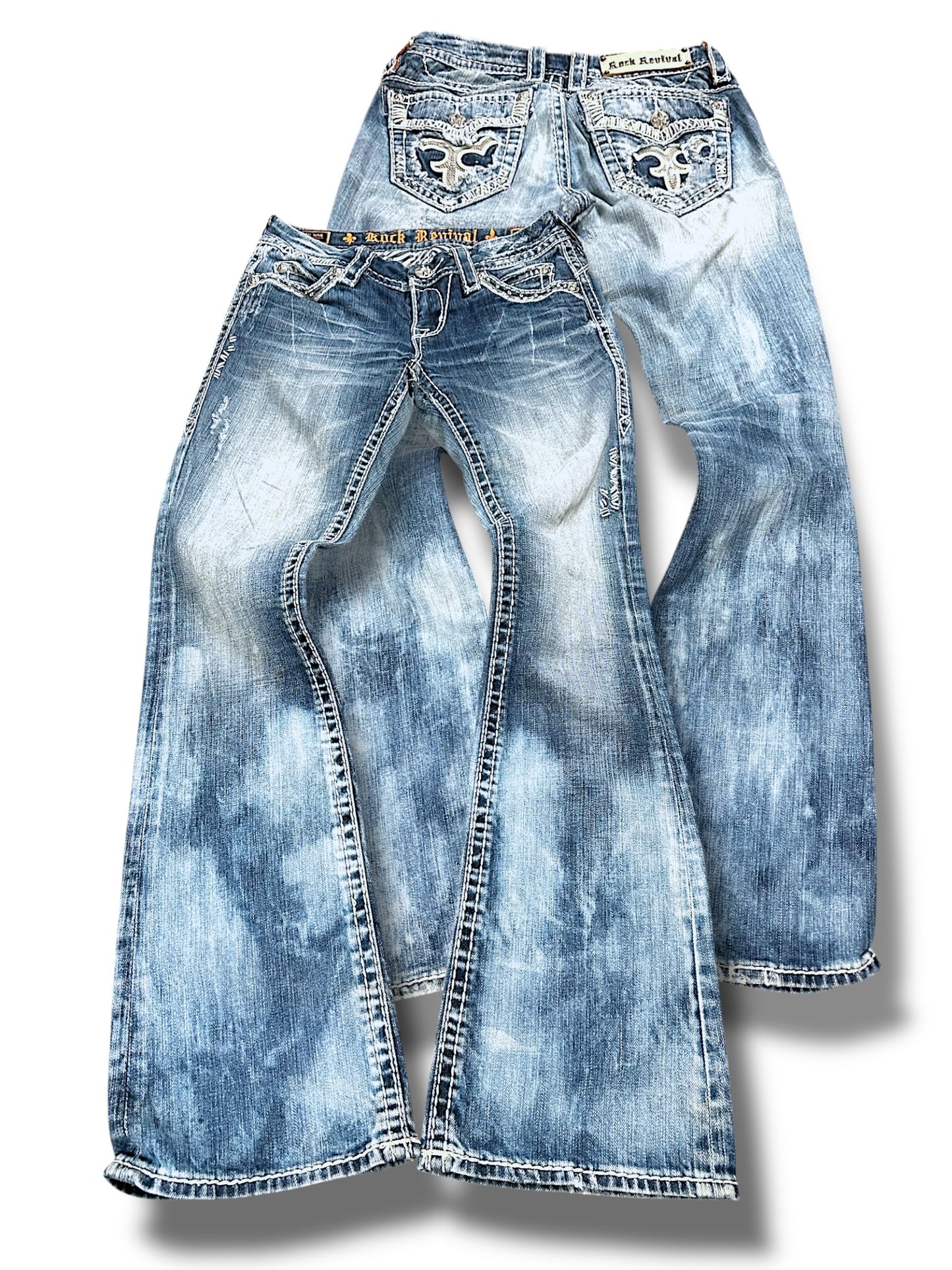 Vintage Rock Revival y2k low waist Bootcut Damenjeans (S)