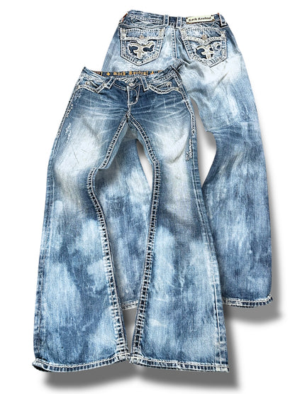 Vintage Rock Revival y2k low waist Bootcut Damenjeans (S)