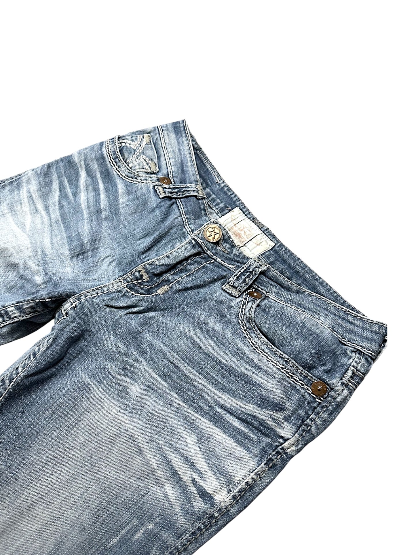 Vintage Embroidery Y2K Bootcut Flared Jeans (S)
