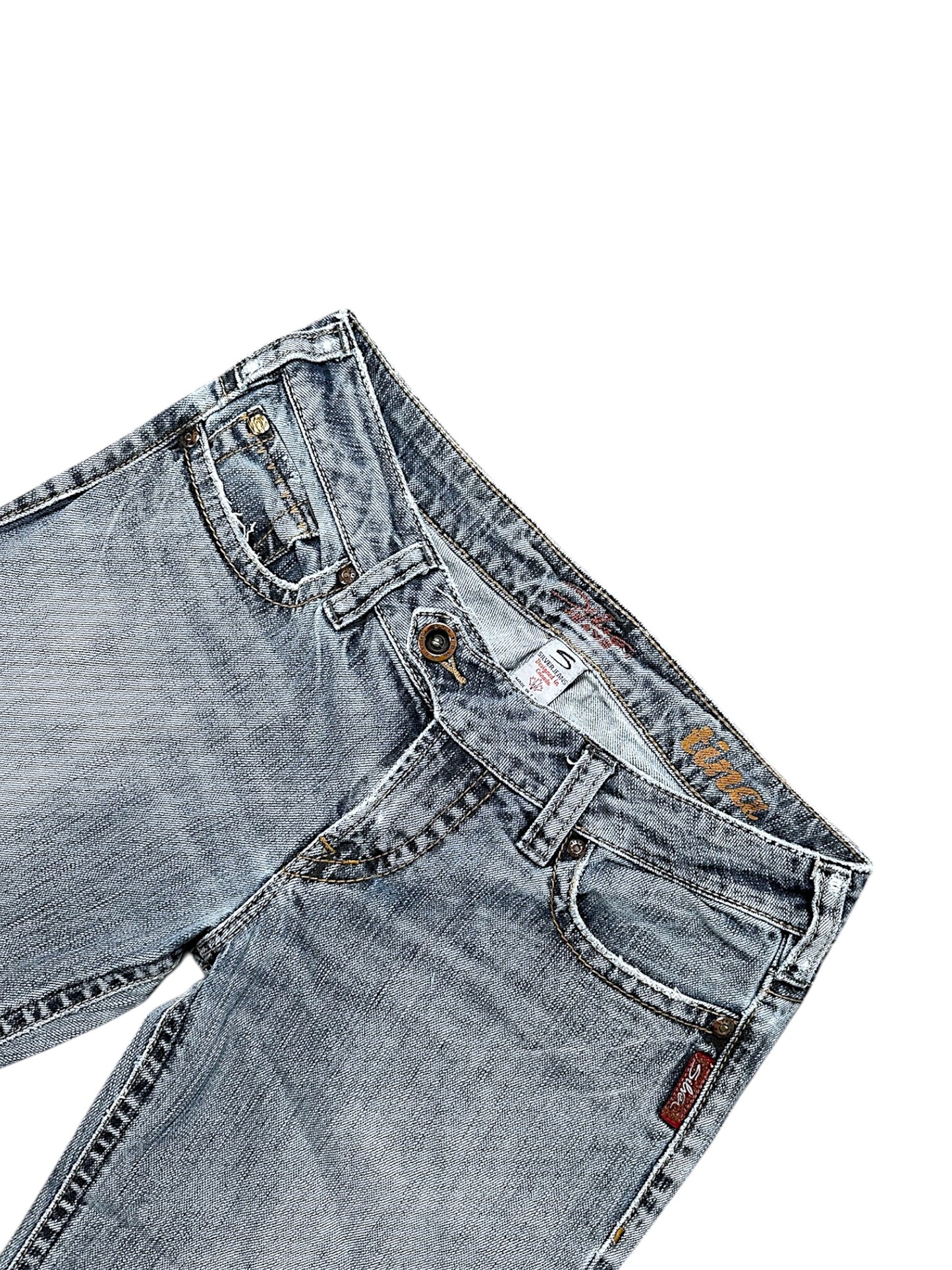Vintage Silver Y2K Low Waist Flared Damenjeans (M)