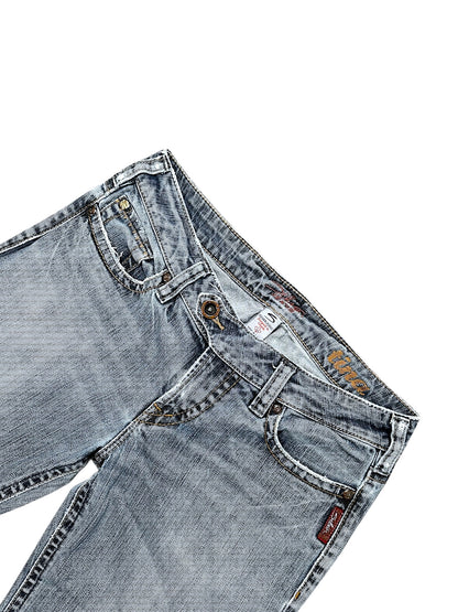 Vintage Silver Y2K Low Waist Flared Damenjeans (M)