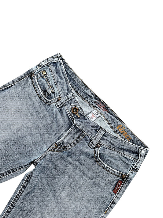 Vintage Silver Y2K Low Waist Flared Damenjeans (M)