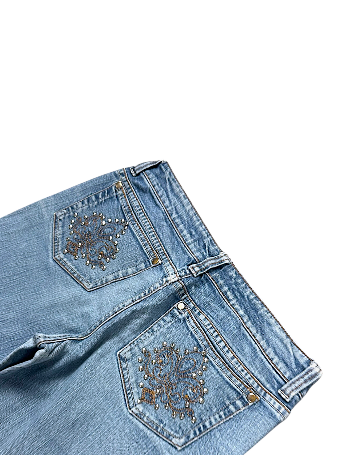 Vintage Embroidery Y2K Low Waist Bootcut / Flared Damenjeans (S)