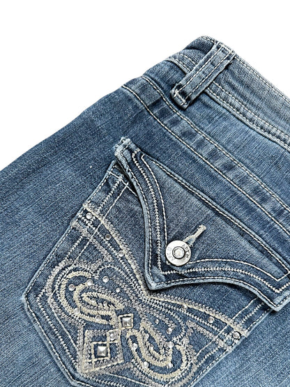 Vintage Embroidery Y2K Low Waist Bootcut / Flared Damenjeans (M)